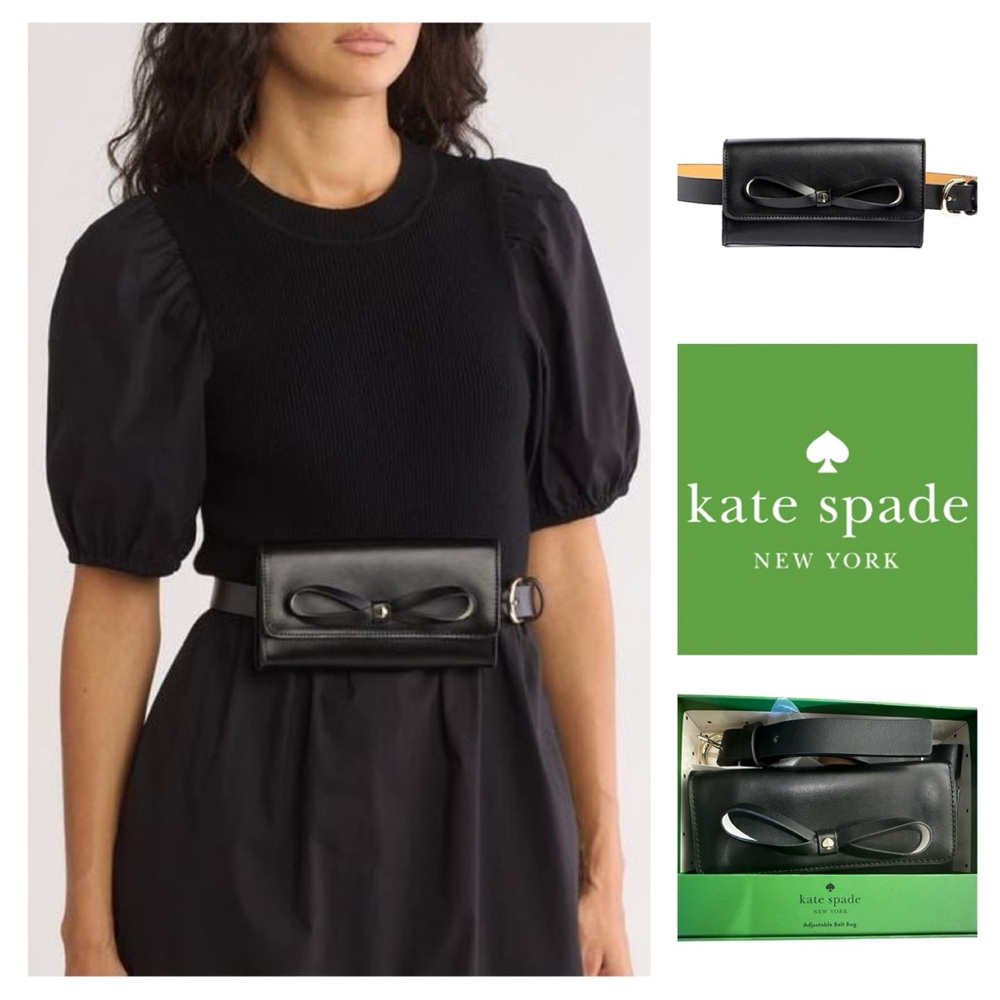 NWT Kate Spade Genuine Leather Bow Belt Bag, Size L/XL